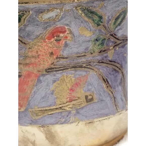 Penco Industries Inc Made in India brass blue inlay w/parrots item498 - Picture 8 of 9